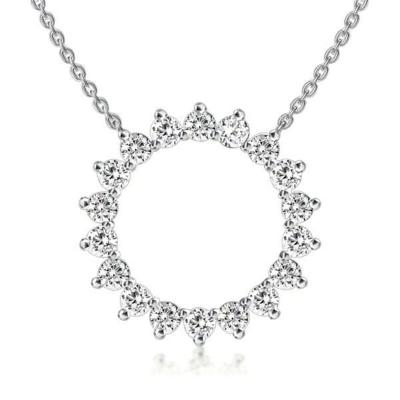 China CLASSIC 925 Real Solid Silver 14k Gold Plated Thin Necklace Inlaid Zircon Sun Pendant Chain For Woman for sale