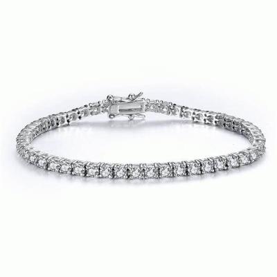 China Wholesale Custom CLASSIC Women Hip Hop Jewelry 4mm Zircon CZ Stone Iced Out Diamond Tennis Chain Bracelet Silver for sale