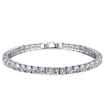 China CLASSIC Luxury Round Zirconia Tennis Bracelets Solid Silver Iced Out Chain Crystal Wedding Bracelet For Women Men Bracelet for sale