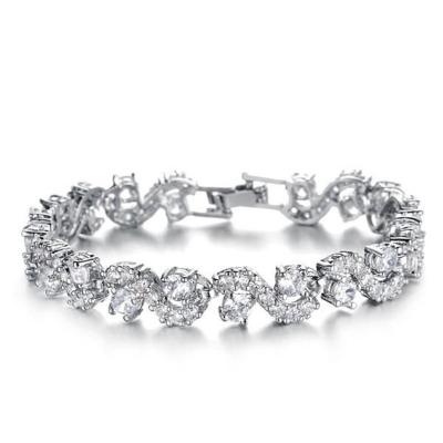 China Zircon Wedding Jewelry CLASSIC Bridal Iced Out Crystal Bling Lab CZ Diamond Full CZ Women Tennis Bracelet for sale