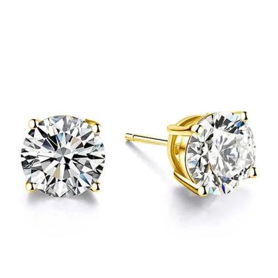 China Wholesale Fashion Women's Environmental Friendly 18K Gold Plated Wedding Jewelry Silver Studs Earrings With Zircon for sale