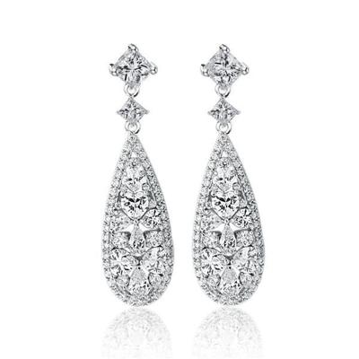 China 925 Hot Silver Environmentally Friendly Zircon Drop Earrings, Fashionable Zircon Jewelry Hang Drop Earrings For Women for sale