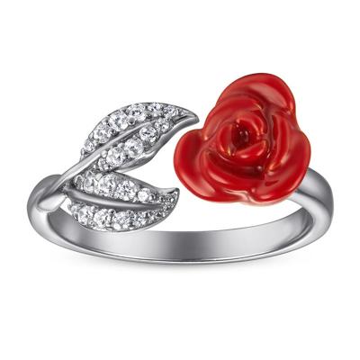 China Hot Sales CLASSIC Sterling S925 Silver Rose Adjustable Red Wedding Ring For Women for sale