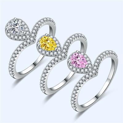 China New FASHIONABLE to shape band Teardrop Ring Cubic Zirconia Brass Engagement Ring For Girls for sale