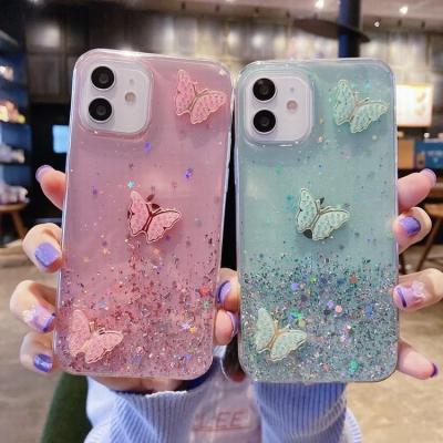 China Colorful Butterfly Diamond Phone Cover Glitter Case For OPPO Reno 4 5 pro discovery X3 A55 A53 A9 A5 2020 A93 5G Realme 7 C11 C12 Women Coque for sale