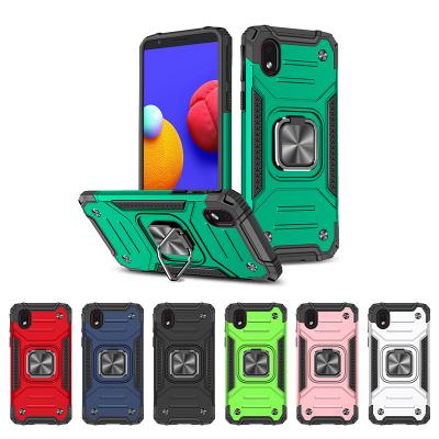 China Hybrid Anti-drop Armor Cell Phone Back Cover Case For Samsung Galaxy A01 Core Carcasa Ring Kickstand Camera Protective Case for sale