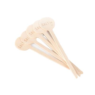 China Sustainable Customized Cocktail Drinks Bamboo Wooden Disc Stirrers Top Cocktail Stick for sale