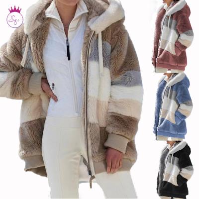 China Plus size 2020 sale autumn and winter loose plush warm multicolor hooded coat for women 6 colors warm coat for sale