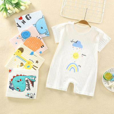 China 100% Cotton Premature Baby Clothes Men's and Women's Summer Light Onesie Cotton Pajamas Shorts Sleeved Crawling Suit for sale