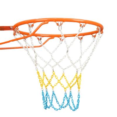 China New Fashion Gym BOLIFU Basketball Net Chain Alloy Steel Metal 2.8mm Basketball Net White Yellow Blue Powder Coated Basketball Net Chain for sale