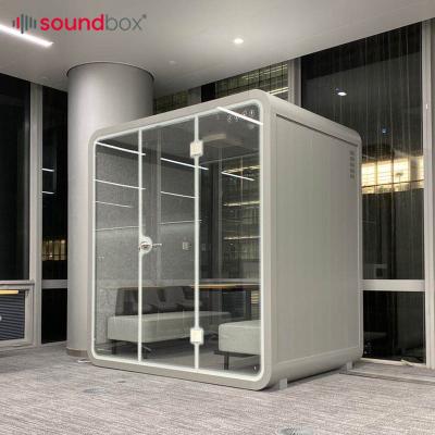 China (Others) 2021 Modern Adjustable Acoustic Online Office Booth Pod Workstation Meeting 4 Seats Meeting Pod for sale