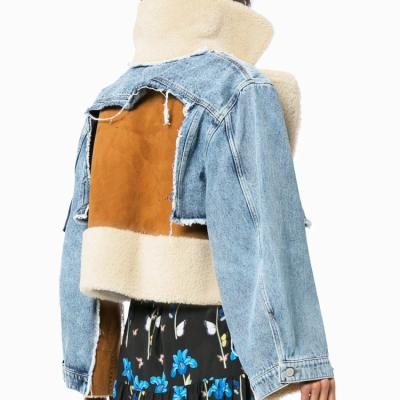 China 2021 Winter Women's Patchwork Denim Breathable Faux Fur Jacket Thick Warm Jean Jacket Wth Fur for sale