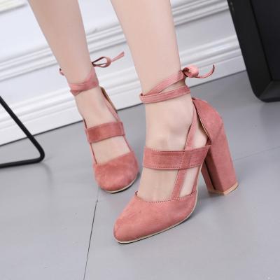 China 2021 new design steel toe shoes outsole lady shoes leather heels fashion to women's single belt chunky heels 2021 heeled sandals for sale