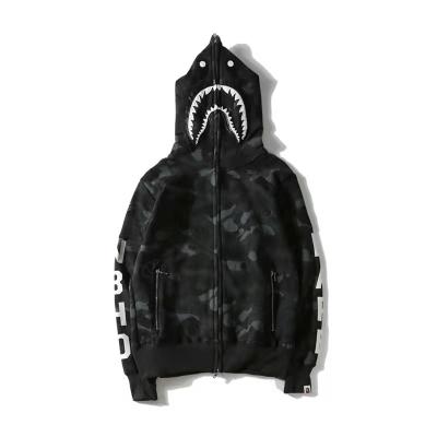 China Anti-Wrinkle Wholesale Bape Shark Brand Camouflage Unisex Coat Full Zip Up Bathing Monkey Hoodie for sale