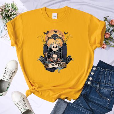 China 2022 New Design Fashion Anti-shrink Printing Women's T-shirts O Neck Emboss Skull Print Short Sleeve T-shirts Casual T-shirts Woman for sale