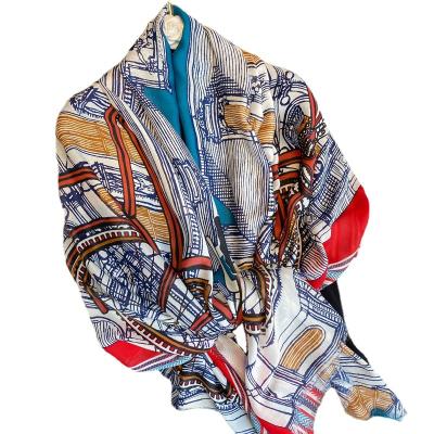 China 2021 tiktok amazon print desiger scarves interesting custom scarf long shawls women's silk scarf for sale