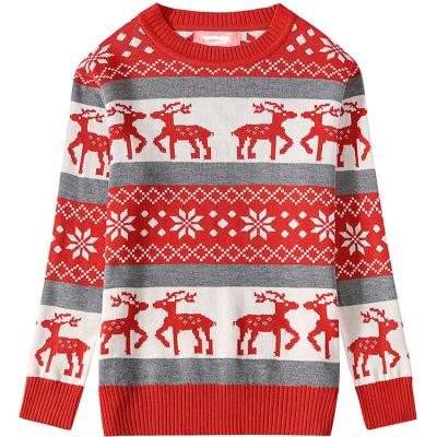 China Anti-pilling Jacquard Pattern Knitted Christmas Sweater 16GG Round Neck Women for sale