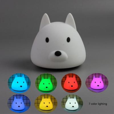 China New Room Design Dog LED Night Light For Kids Baby Bedside Lamp Seven Color Silicone Touch Sensor Tap Control Night Light for sale