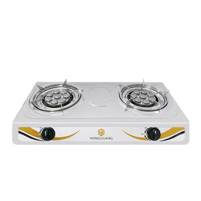 China Easy to clean automatic ignition double-burner stainless steel indoor gas stove for sale