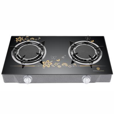 China Easy To Clean Customize Various Features Standard Glass Double Burner Double Burner Gas Stove for sale