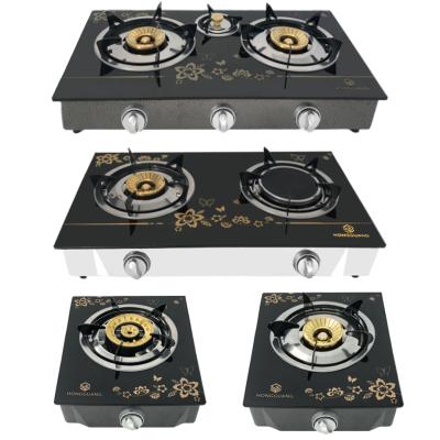 China Easy To Clean Family Dining Table Cooking Tempered Glass Top Portable Double Gas Stove for sale