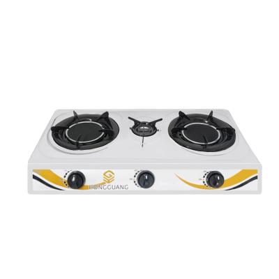 China Easy To Clean Kitchen Household Stainless Steel Gas Stove Double Desktop Gas Stove for sale