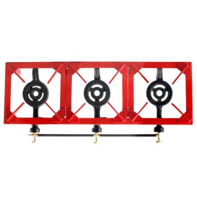 China Portable Outdoor Hotel Barbecue 3burner Cast Iron Outdoor Gas Stove for sale