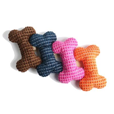 China Custom Corduroy Training Viable New Style Dog Toy Pet Bone Toy Vocal Cleaning Training for sale