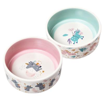 China Lovely Viable Colorful Ceramic Pet Feeder Ceramic Pet Bowl Cartoon Cat Food Food Bowl for sale