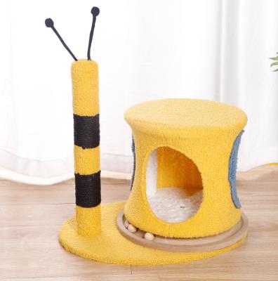 China New Wooden Lathe Tree Pet Natural Sisal Scratcher Furniture Cat Tree Customized Viable Big Cat Design for sale