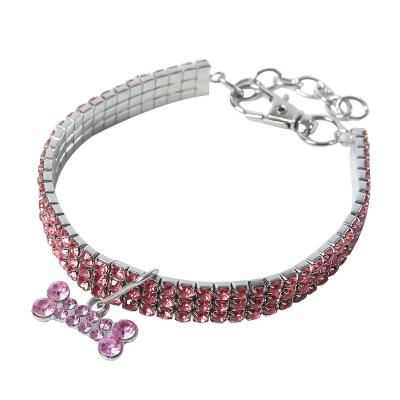 China Viable Wholesale Crystal Pet Cat Collar Waterproof Diamond Pet Dog Collar for sale