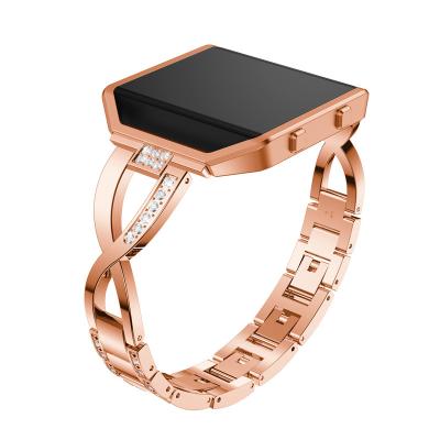 China High Quality Gold Stainless Steel Strap For Fitbit Flame Smart Watch Replace Strap Wristband Wristband Strap With Frame Optional for sale