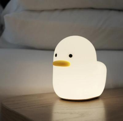 China Duck White LED Duck Night Light Silicone Soft Cute Touch Sensor Silicone Animal Night Lamp for Baby Kids Kids Bedroom Decorative for sale