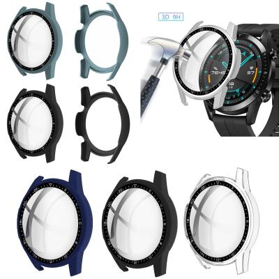 China Full Screen Protector Adult Hard Glass Sport Case Shell Frame Edge Cover Protective Bumper Accessories For Huawei Watch GT 2/GT2 46MM for sale