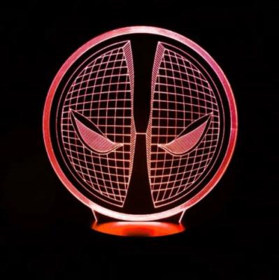 China Room Deadpool 3D Illusion USB/Battery LED Night Light 7colors Christmas Lamp with Touch Button Kids Bedroom Table/Desk Lighting for sale