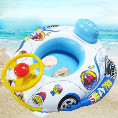 China Child PVC Ring Seat Air Mattress Baby Swimming Pool Car Steering Wheel Inflatable Swimming Boat Swimming Accessory Random Color for sale