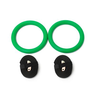 China Body Building ABS Plastic Green Gymnastic Rings Pull Up Body Building Gymnastics Equipment Rings for sale