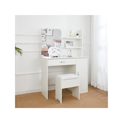 China Hot Sale Adjustable White Color Dressing Table (Other) Makeup Table Corner Vanity Table With Stool And Mirror for sale