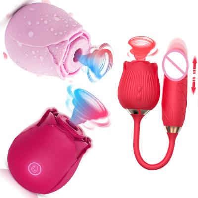 China Dropshipping Rose Shaped 7 Vibration Modes Rocket Raccoon Sucking Tongue Sucking Women Rose Vibrator Clit Sucker Nipple Stimulator Vibrator for sale