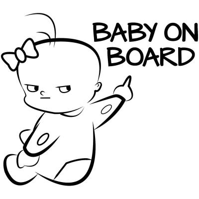 China Custom BABY ON BOARD Funny Car Sticker Vinyl Transfer Decals Waterproof Warning Sign In The Board for sale