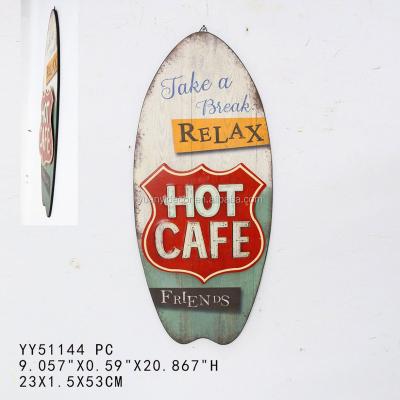 China Metal sign-RETRO DECOR embosssed layered CAN SIGN-CAFE WORLDWIDE for sale