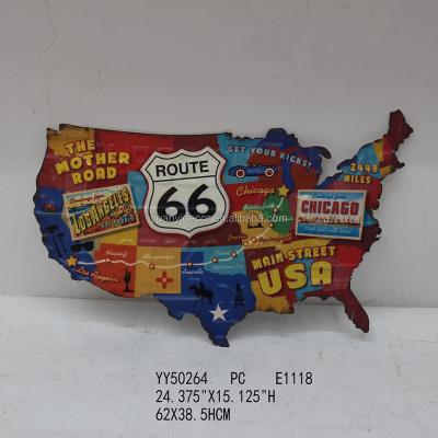 China Decorative CHEAP USA USA Map Embossed Custom Printing Metal Signs Arts For Wall Decor for sale