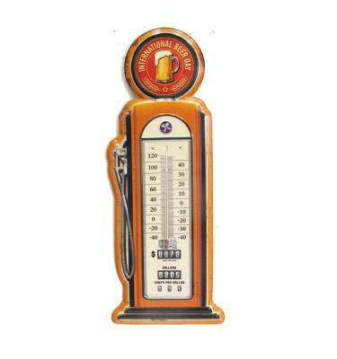 China New design AMERICA metal pump sign wall mounted thermometer, gas pipeline pump tin thermomether for sale