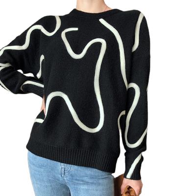 China Wholesale Anti-pilling Women 70% Wool 30% Cashmere Sweater Long Sleeve Sweater Knit Custom O Neck Cashmere Sweater for sale