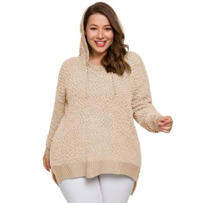 China Anti-pilling free sample plus size round neck knitted long sleeve solid color apparel hoodie on hot sale women in amazon wish for sale