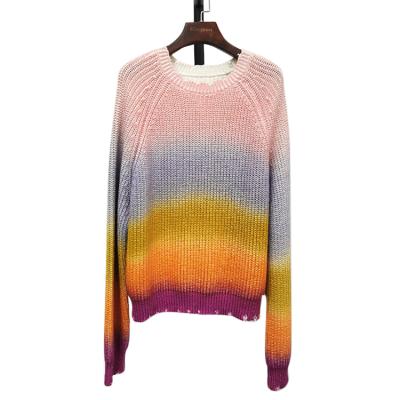 China Mujer Autumn Lady Women Top High Cotton Sweater Ombre Sweater Anti-pilling Women's Casual Loose 100% Computer Knitted 300pcs for sale