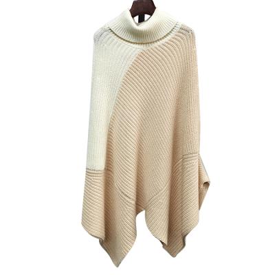 China Anti-pilling Fashion Turtle Neck Colorblock Cotton Sweater For Lady Women Kintted Poncho Korea Pullovers Turtleneck Autumn Knitwear for sale