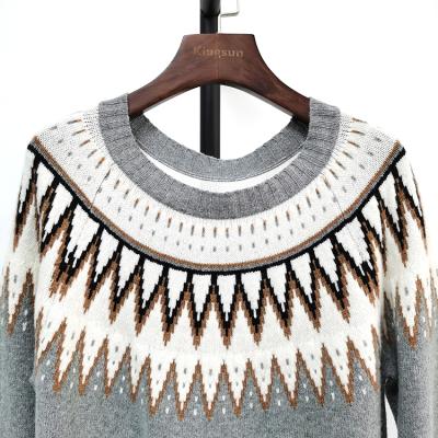 China Fashion jacquard korea nordic anti-pilling merino wool and cotton cowichan sweater for women for sale