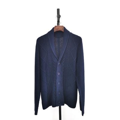 China Custom Design Fashion V-neck Sweater OEM Anti-pilling Men's Sweater Cardigan With Cable for sale