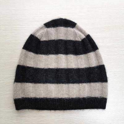 China Hot Sale Short Beanie Knit Hat Winter Women&'S Striped Beanie 100% Cashmere Hat Fisherman Hat for sale